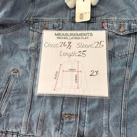 Levi's NWT Sz 2X Light Wash Sherpa Trucker Plus Denim Jean Jacket- Runs Small - Picture 3 of 16